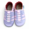 rózowe lila skórzane kapcie dla dzieci do przedszkola dla dziewczynki, oddychające tenisówki antypoślizgowe miękkie typu paputki skórzane barefoot firmy sweetbaby dziewczęce trampki