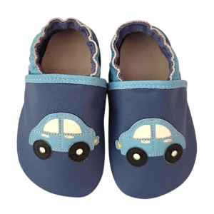 kapcie dla dzieci do przedszkola auto samochody autka, paputki skórzane barefoot