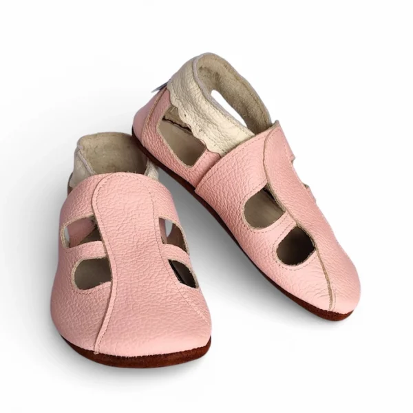 skórzane sandały barefoot dla dziewczynki, idealne oddychające i przewiewne kapcie do przedszkola, miękkie i antypoślizgowe ze skóry