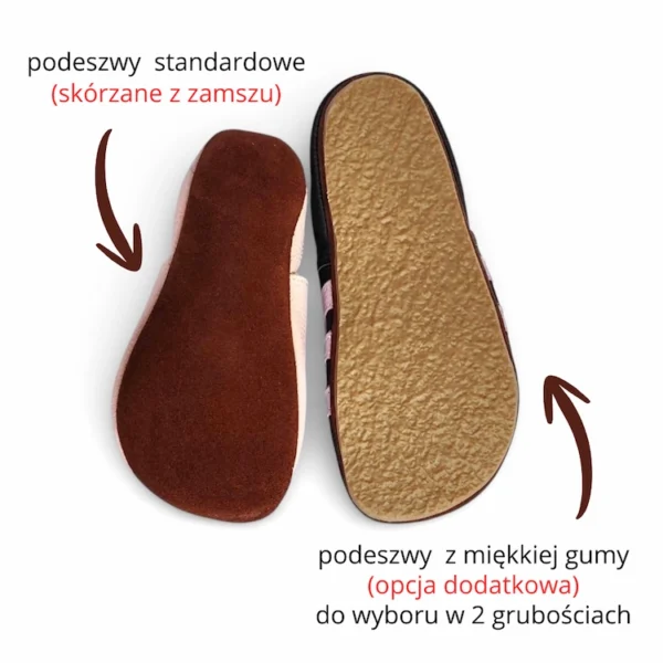 dwa rodzaje podeszwy butów barefoot dla dzieci