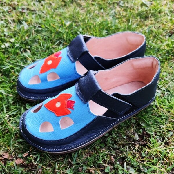 Sandały - kapcie (2 w 1) barefoot dla dzieci na rzepy – Rakiety ❤ Bosa Stopka