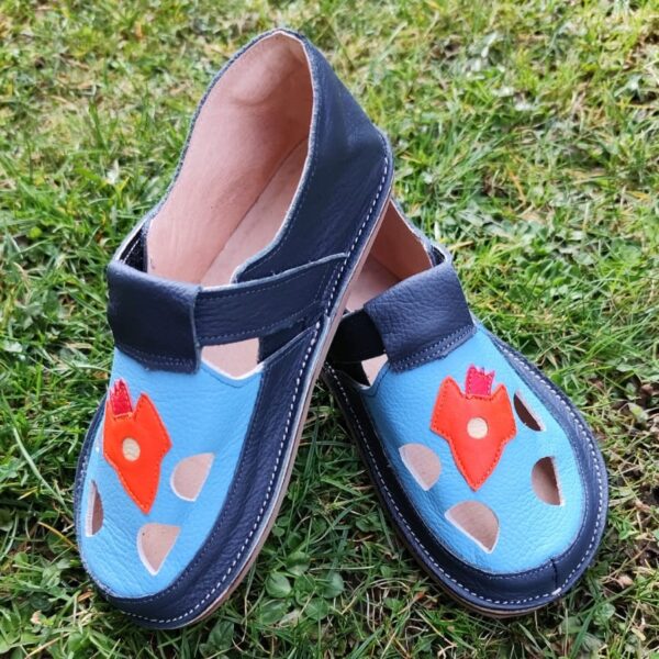 Sandały - kapcie (2 w 1) barefoot dla dzieci na rzepy – Rakiety ❤ Bosa Stopka