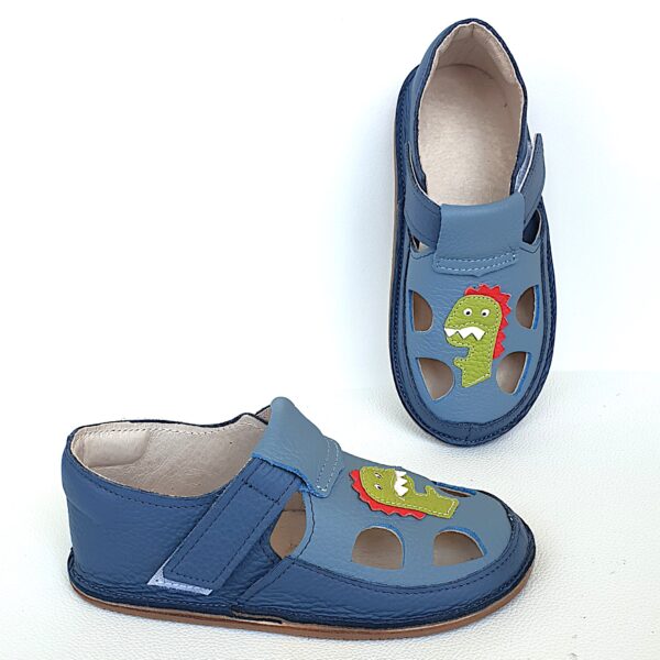 barefoot buty na rzepy sandałki skórzane barefootowe bosa stopka sandały dla dzieci miękki kapcie do przedszkola dinozaury