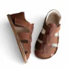 buty letnie dla dzieci, miękkie brązowe sandały barefoot dla dzieci Sweet baby z szerokimi czubkami elastyczne i oddychające zapinane na rzepy