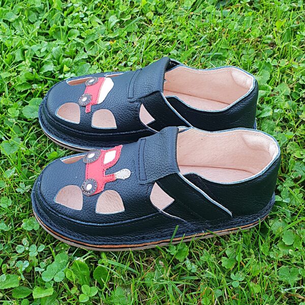 barefoot buty na rzepy sandałki skórzane barefootowe bosa stopka sandały dla dzieci miękki kapcie do przedszkola traktor