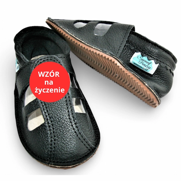 kapcie dla dzieci do przedszkola, SANDAŁY BAREFOOT DLA DZIECI WZÓR NA ŻYCZENIE SKÓRZANE sweetbaby