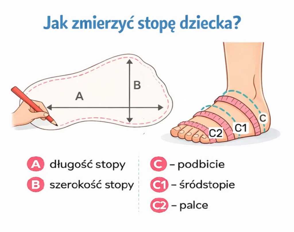 jak poprawnie zmierzyć stopę dziecka